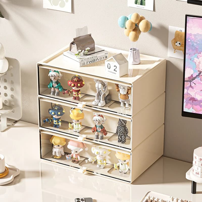 Storage Box with Drawers – Desktop Organizer, Display Case for Collectibles, Office Storage ContainerCustomizable Combination