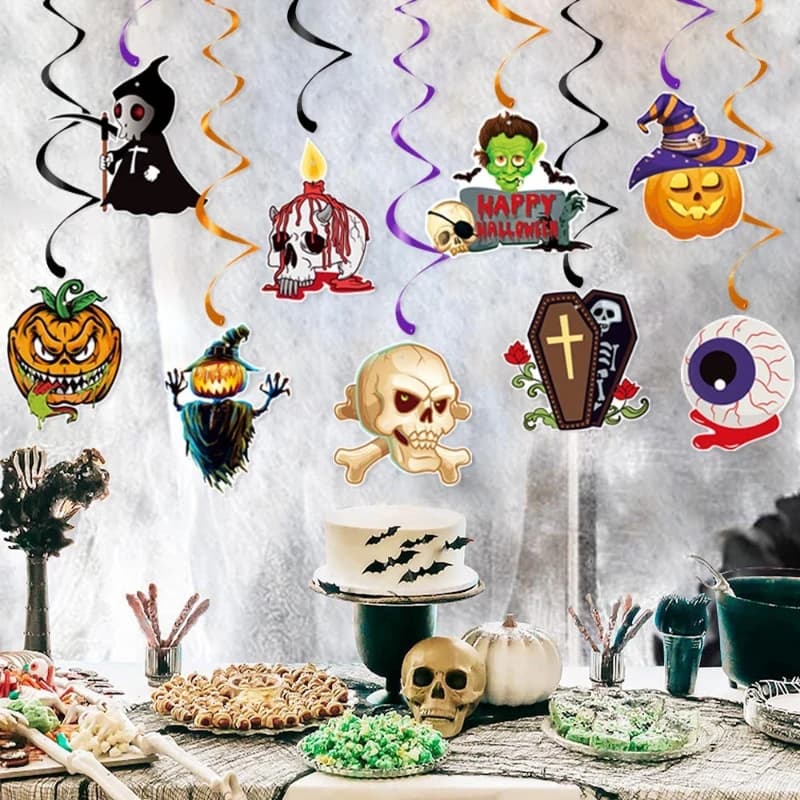 Halloween Party Decorations Triangle Banners Spiral Hanging Props Ghost Festival DIY