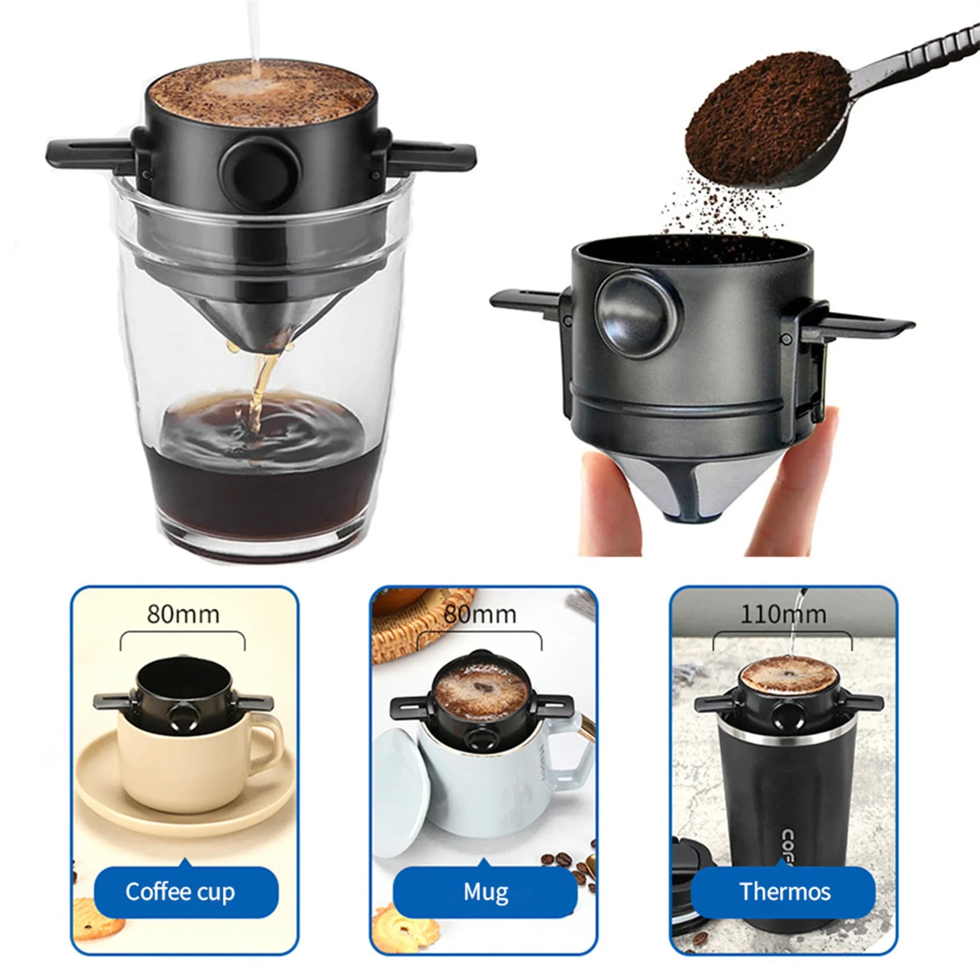 Portable Collapsible Pour Over Coffee Maker Set