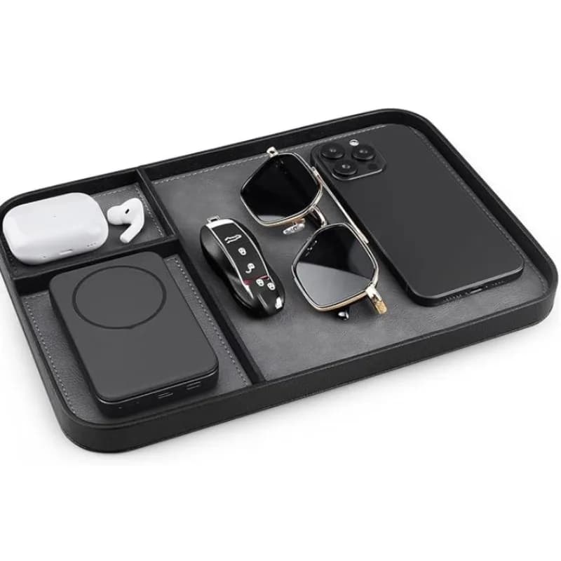 PU Leather Nightstand Organizer Tray