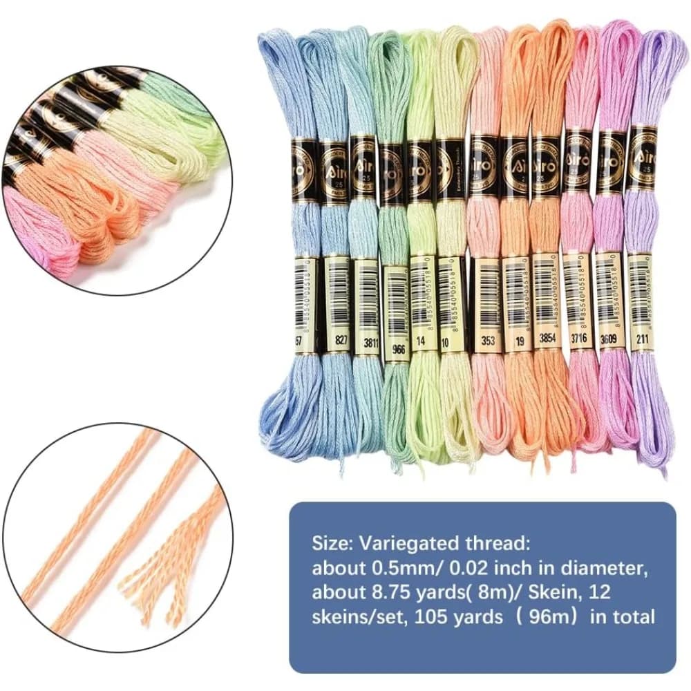 Variegated Embroidery Floss 12 Skeins