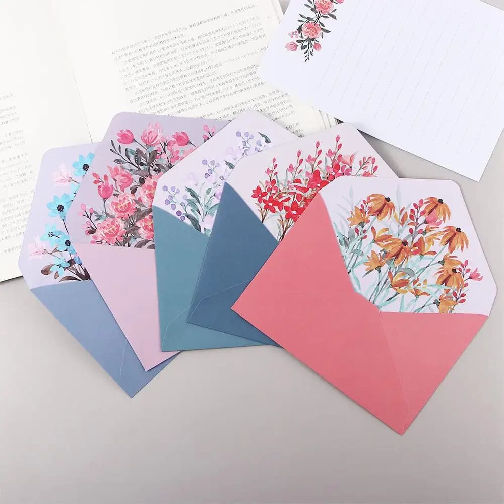 Floral Letter Writing Paper Set with Envelopes