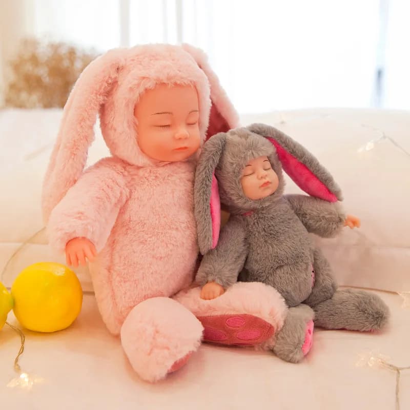 Soft Plush Reborn Baby Doll with Rabbit Toy