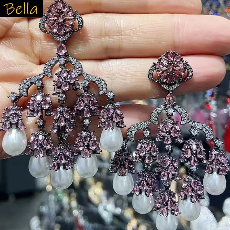 Pearl Drop Earrings with Tassel