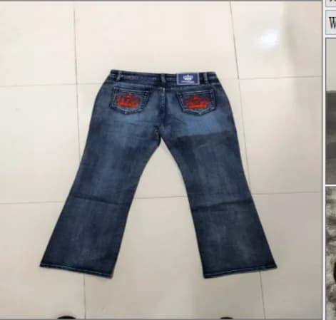Women's High-Waist Straight-Leg Embroidered Denim
