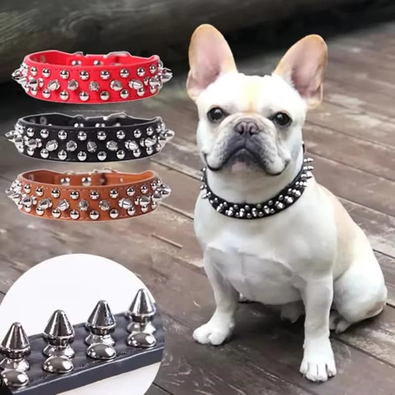 Adjustable Punk Rivet Pet Collar with Spikes