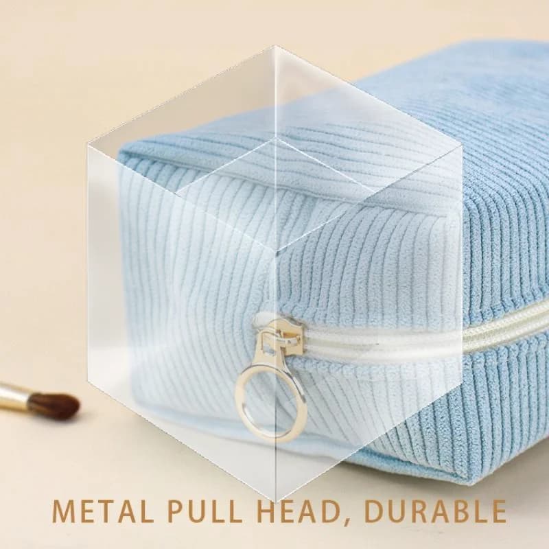 Toiletry Bag for Travel Corduroy Cosmetic Organizer with Sanitary Pad Pouch Cute Design for Women