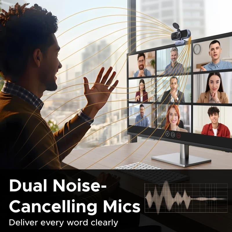 4K Auto Focus Webcam with Noise Cancelling Mics