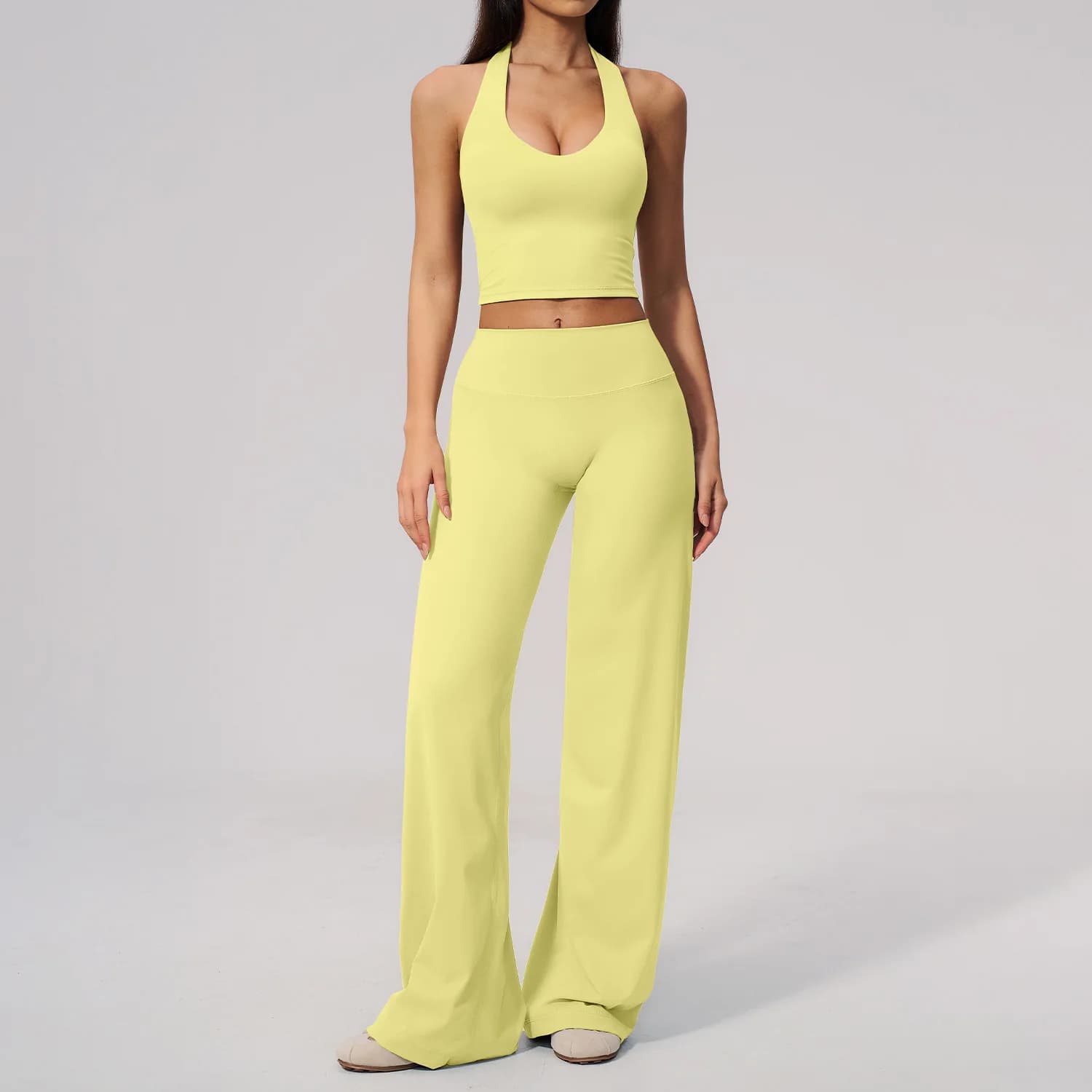 Yoga Set With Halter Neck Beautiful Back V Slim Fit Women's Gym Outfit Outdoor Running Training Fitness Leggings Two-piece Set