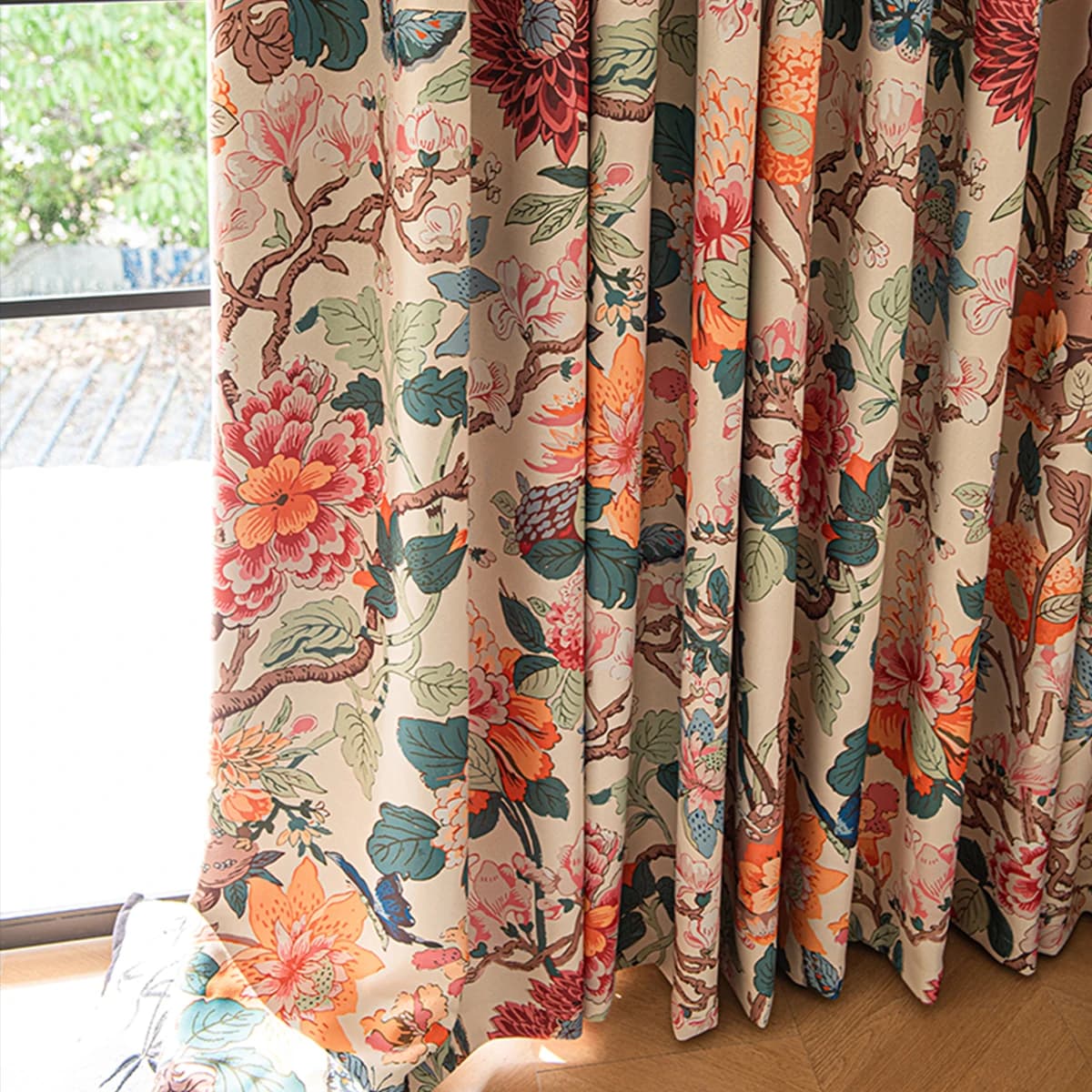 Blackout Floral Curtains with Thermal Insulation