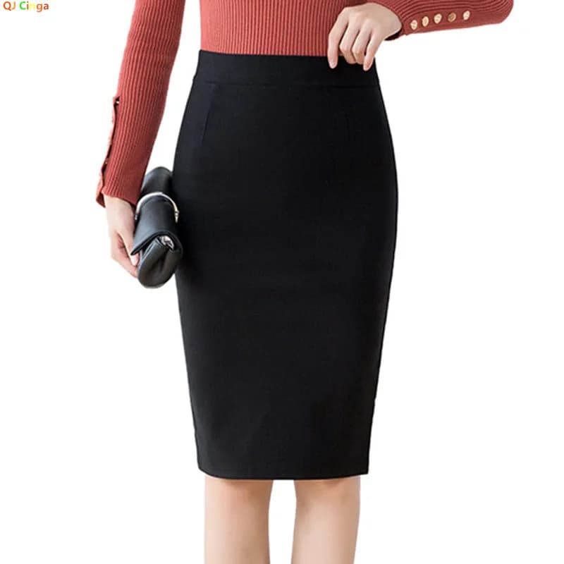 Lightweight Stretchy Black Pencil Skirt
