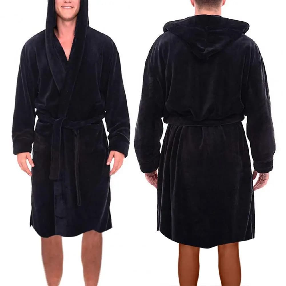 Men's Hooded Fleece Bathrobe