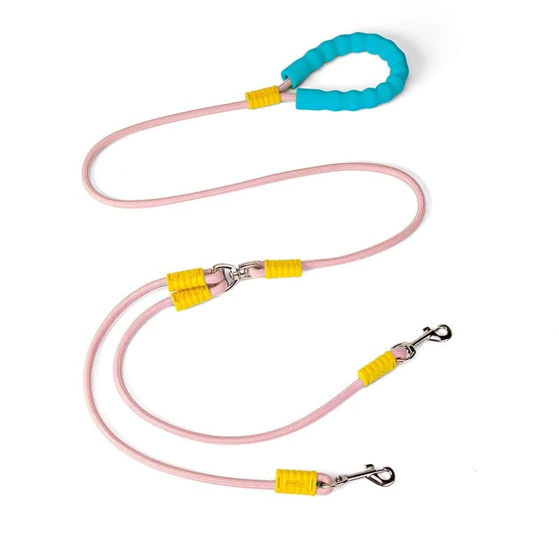 Dual Dog Leash Coupler with Elastic Extension