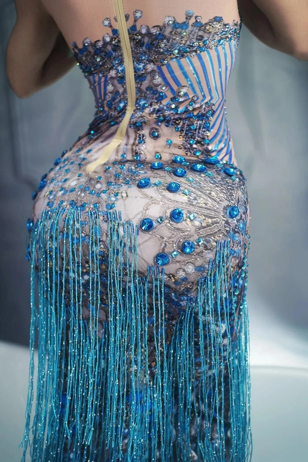 Sparkly Fringe Tassel Performance Dress