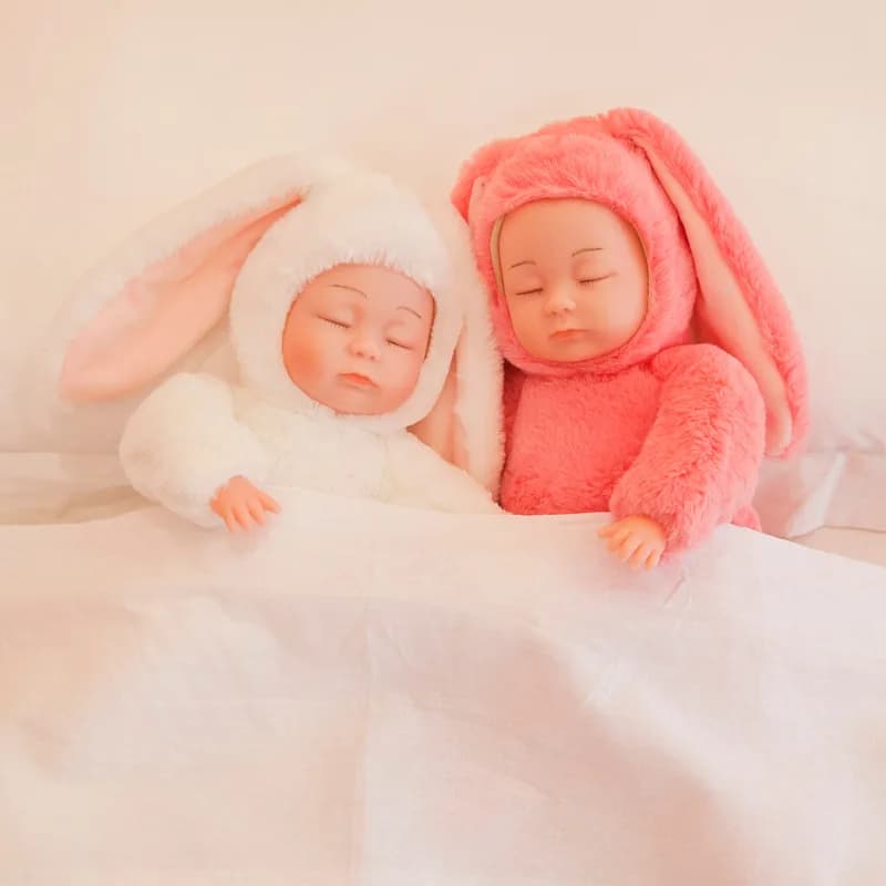 Soft Plush Reborn Baby Doll with Rabbit Toy