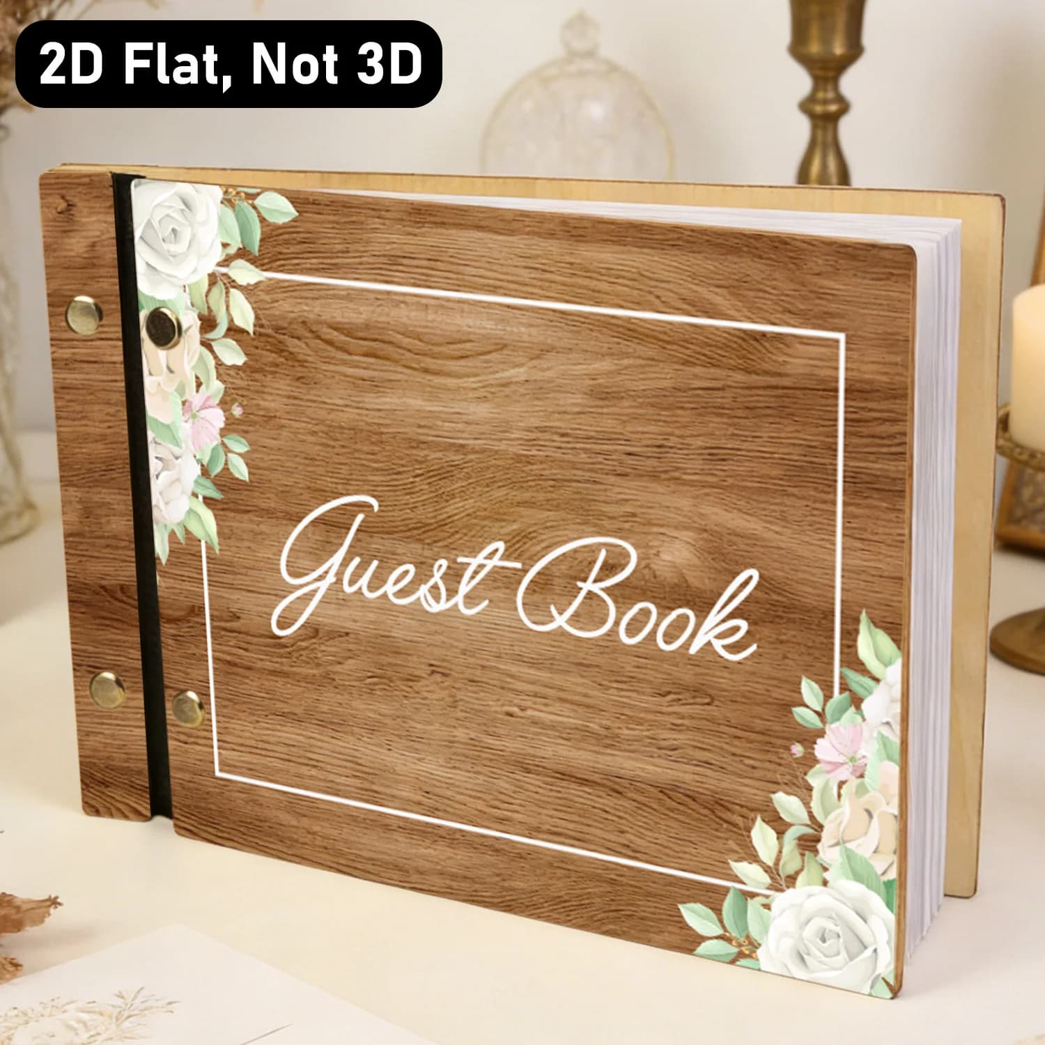 Wooden Guest Book with 40 Pages