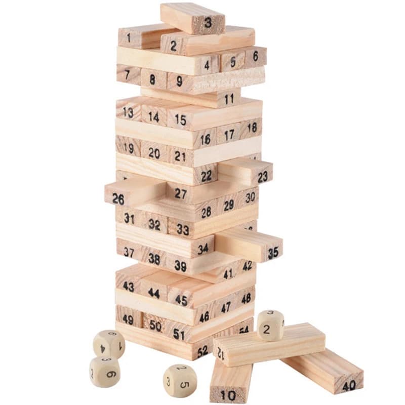 Wooden Block Stacking Game Tower