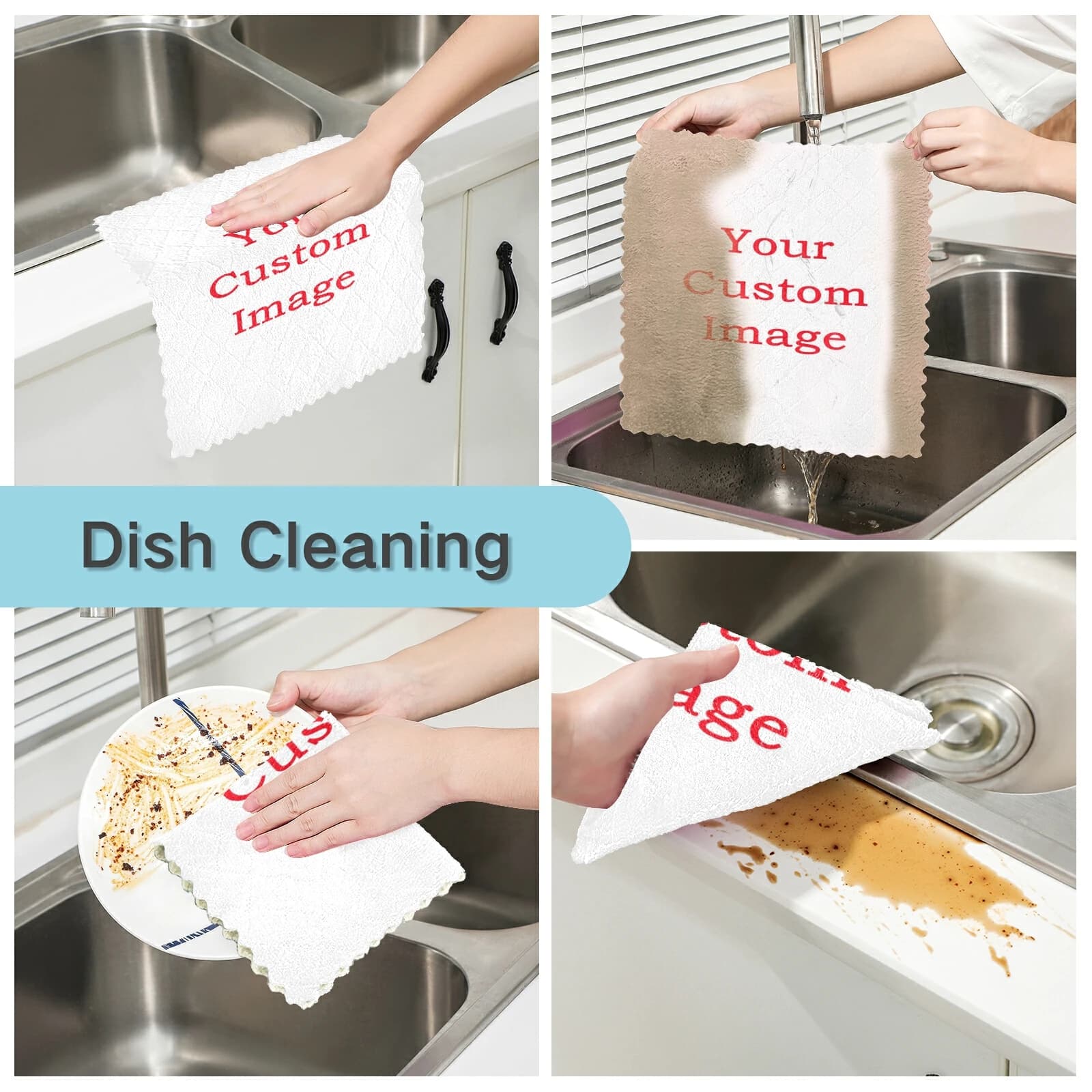 Microfiber Dish Cloths, 6-Pack Absorbent Kitchen Rags