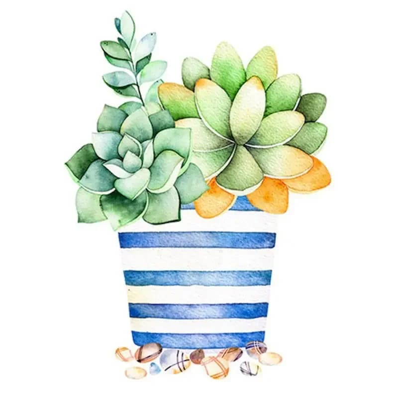 Paint By Numbers Potted Plant Landscape Canvas
