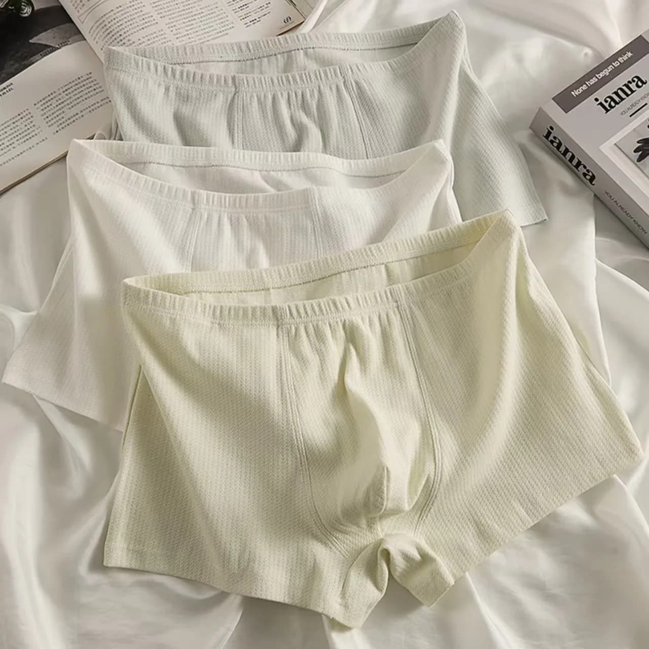 Men’s Boxer Briefs Breathable Soft Stretch Underwear High Elastic Comfortable Plain Color Shorts