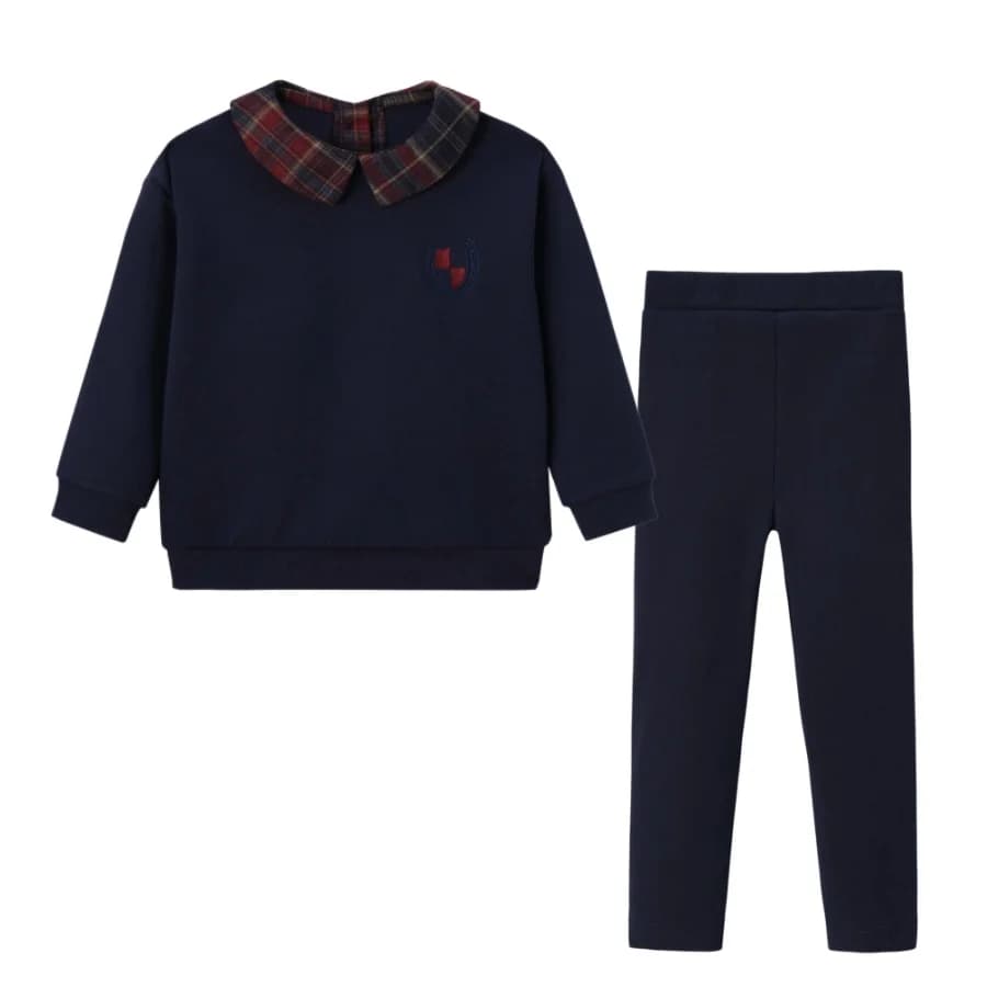 Navy Denim Varsity Embroidery Sweatshirt