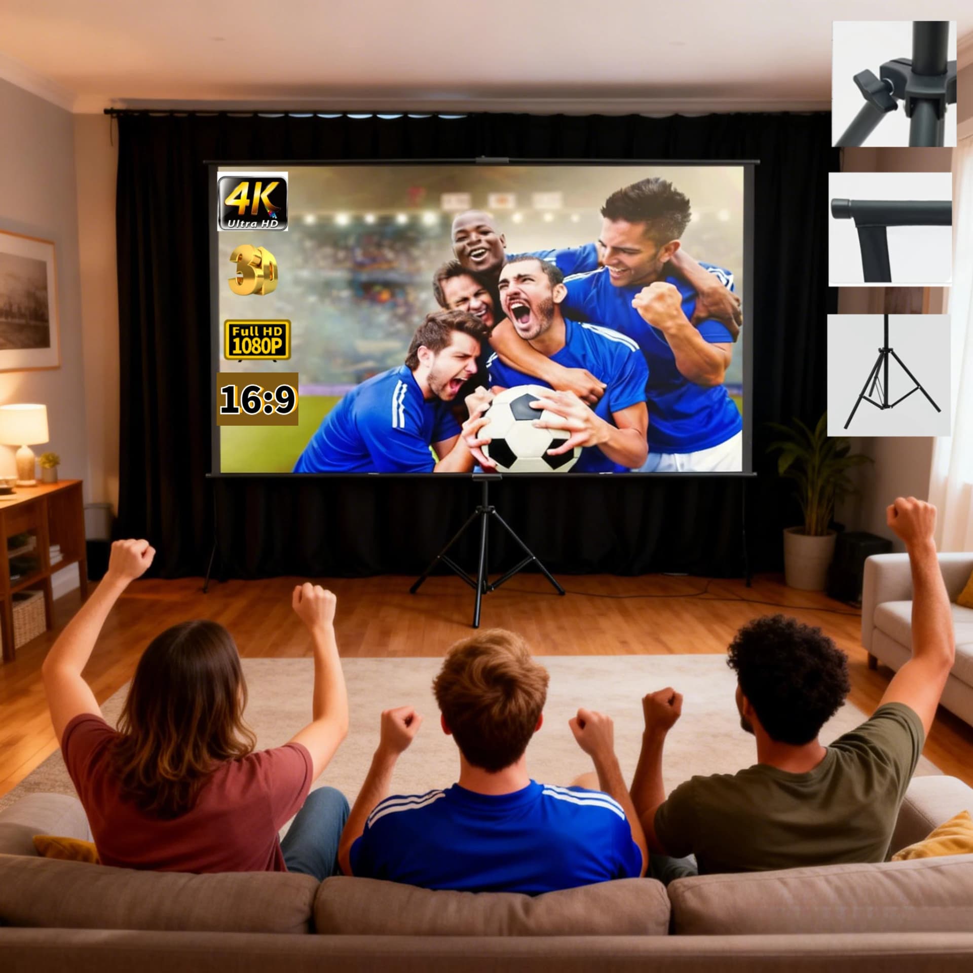 120 Inch Projector Screen 16:9 Indoor Outdoor