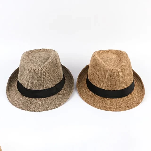 Men's Fedora Hat Cotton Linen Blend
