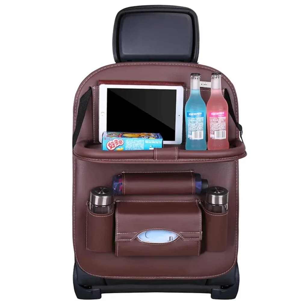 Car Seat Back Organizer with Foldable Table Tray