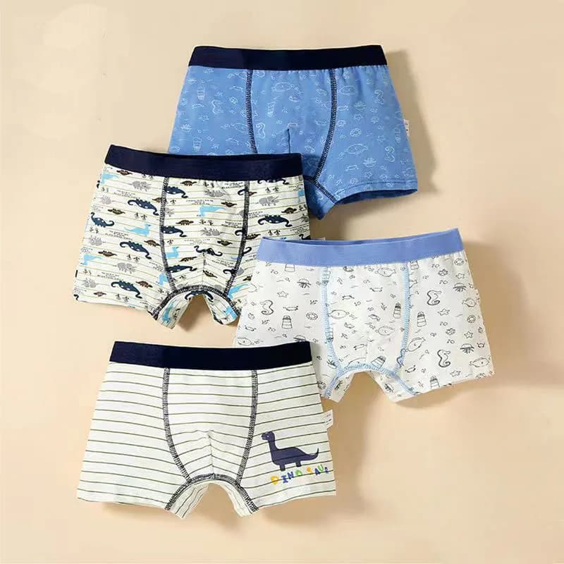 Boys Cotton Dinosaur Print Underwear 4-Pack