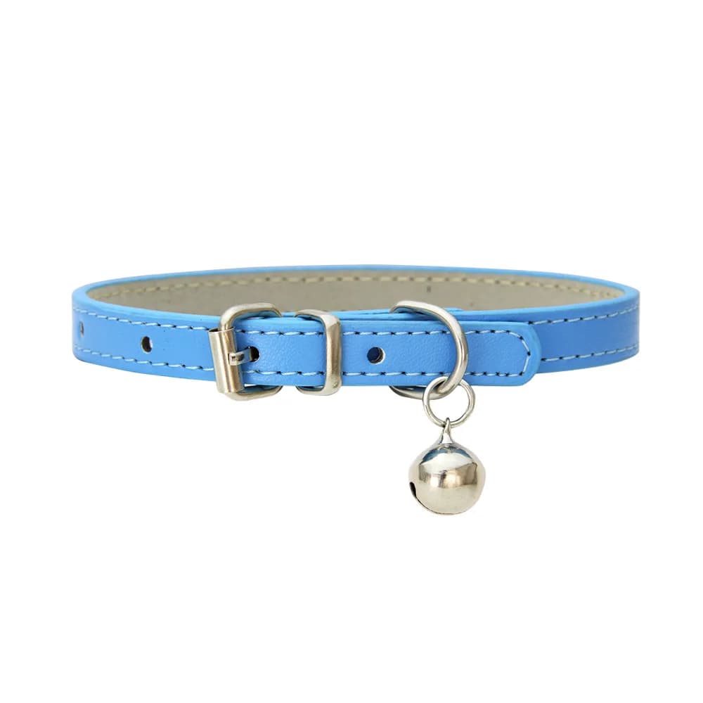 Adjustable PU Leather Cat Collar with Metal Buckle