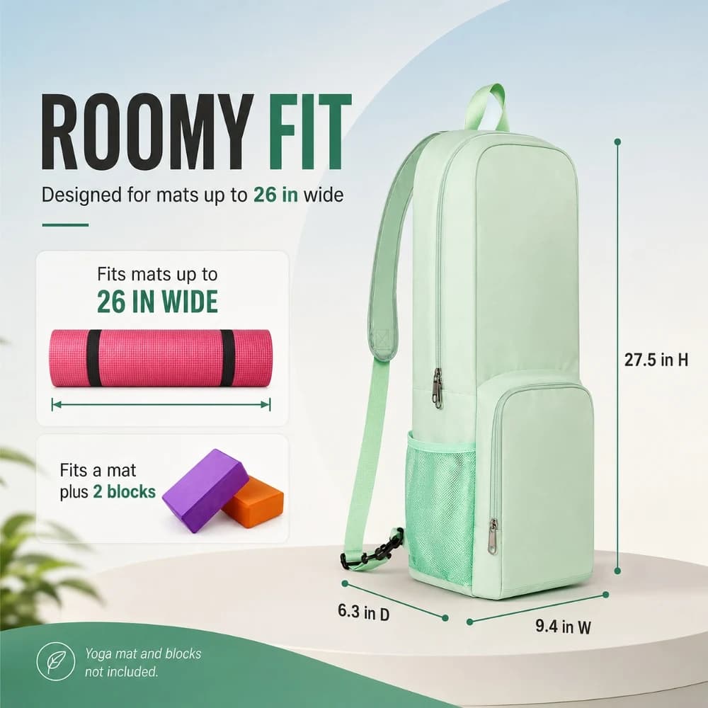 Yoga Mat Carrier Bag with Waterproof Compartment