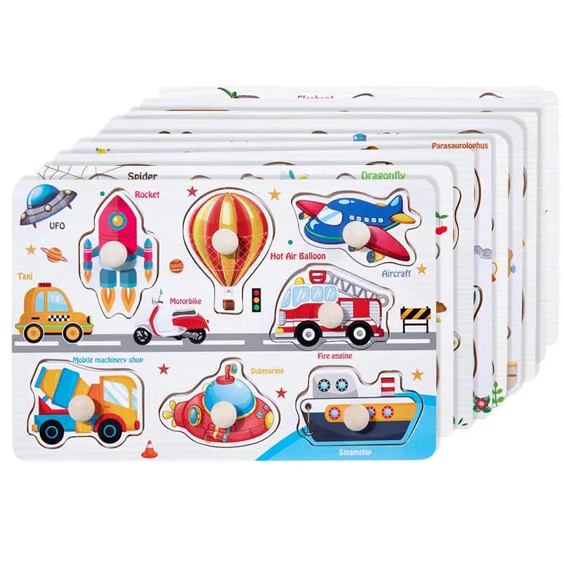 Wooden Peg Puzzles for Toddlers