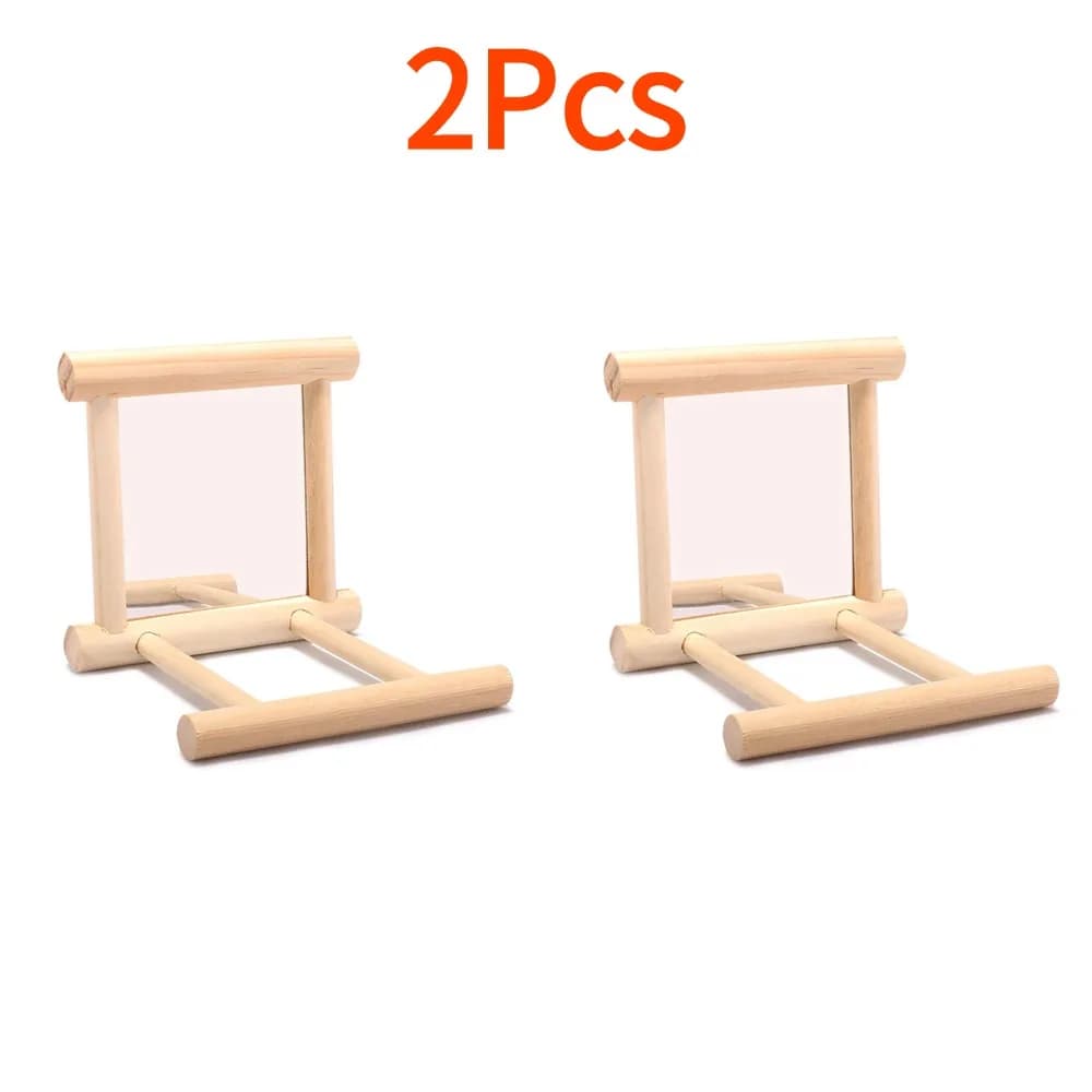 Wooden Mirror Perch Swing for Pet Birds