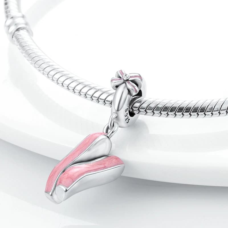 Pink Sterling Silver Charm Pendant