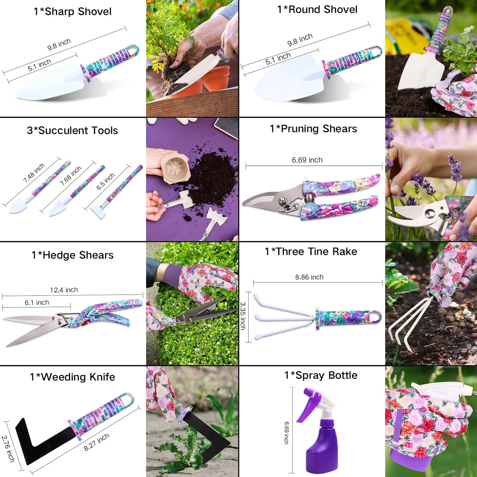Gardening Tools Set with Carrying Case