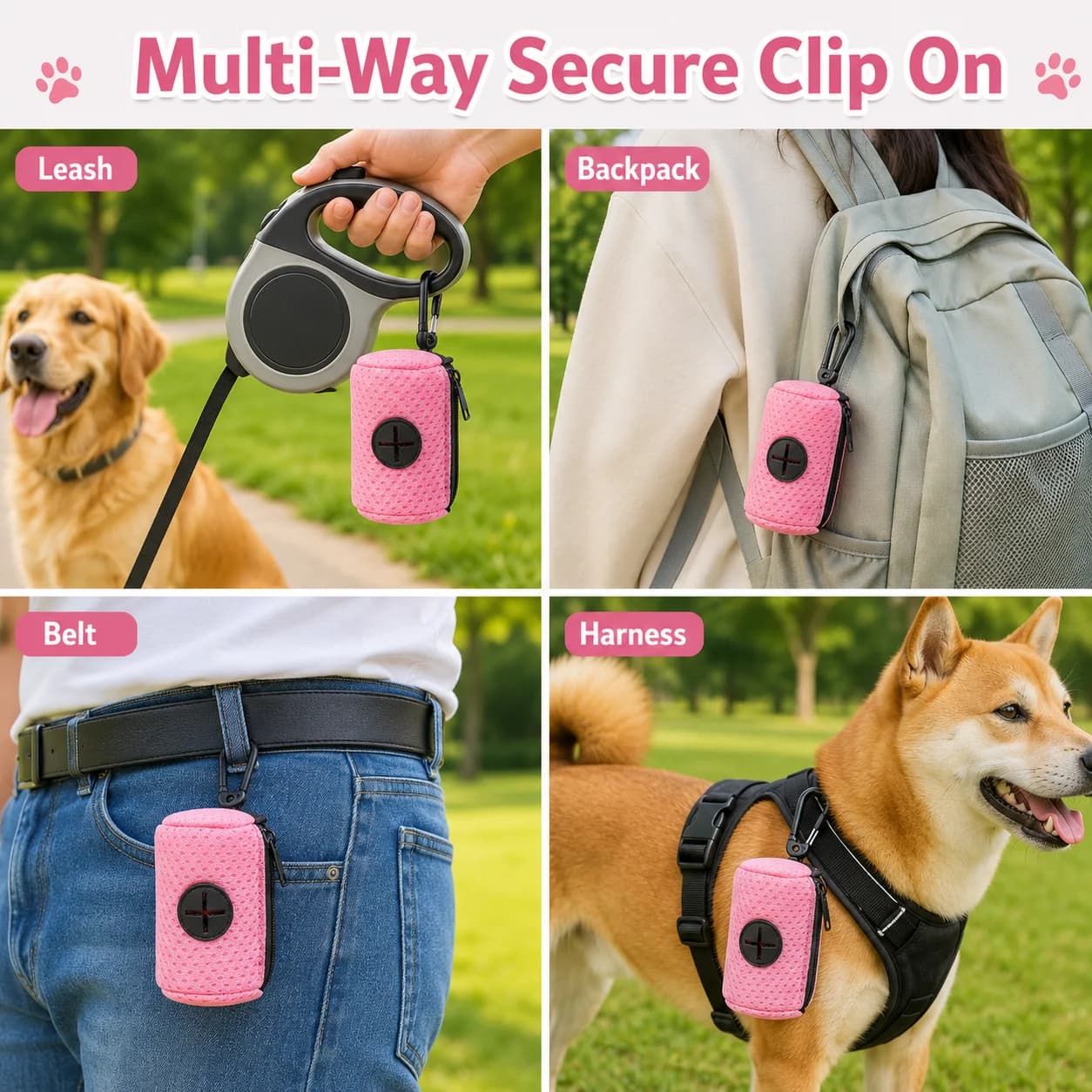 Dog Poop Bag Dispenser Hangingable Dog Poop Bag Holder Poo Bags Dispenser for Dogs Walking Garbage Bags Dispensers Pet Supplies