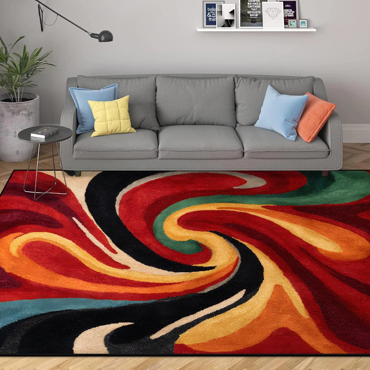 Modern Geometric Area Rug with Non-Slip Base