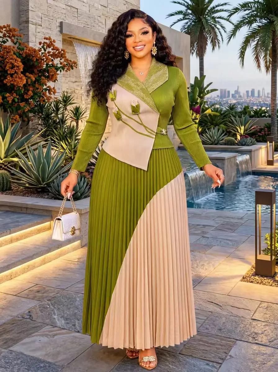 African Pleated Maxi Dress