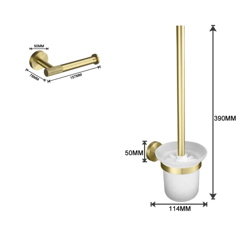 Bathroom Hardware Accessories Set Brushed Gold Knurled Brass Kit Towel Bar Ring Robe Hook Paper Holder Towel Ring Toilet Brush