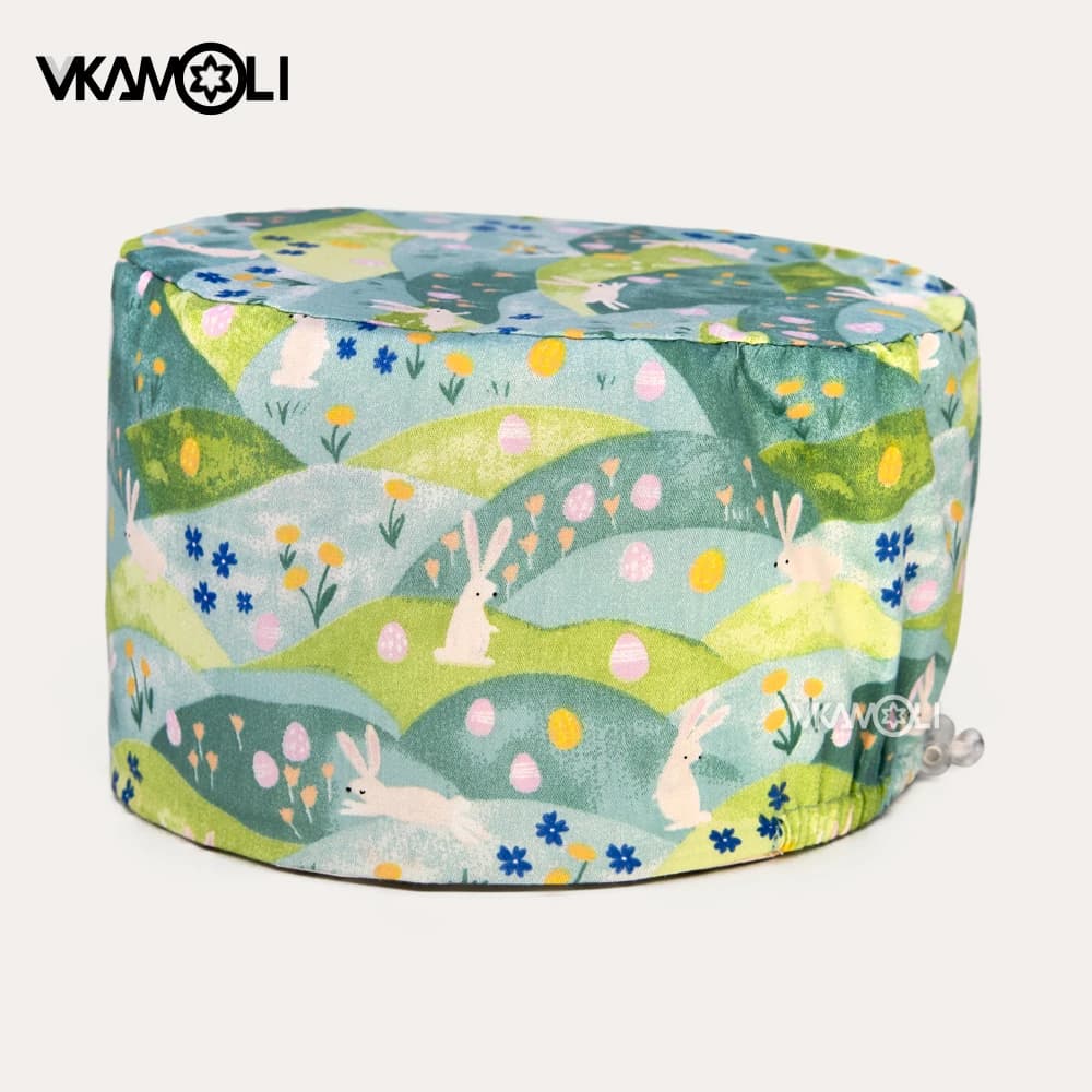 Animal Print Scrub Hat with Adjustable Ties