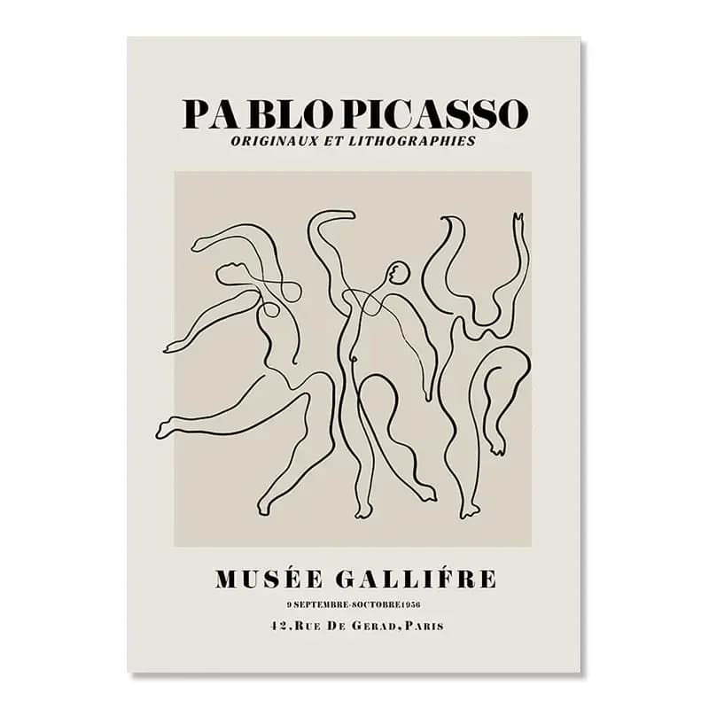 Picasso Abstract Black and White Line Art Print