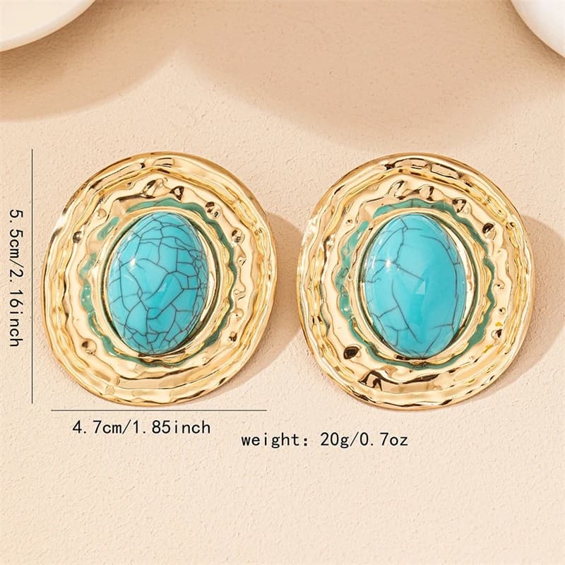 Blue Oval Stud Earrings for Women