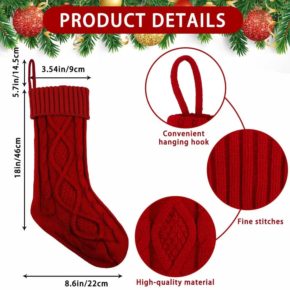 Cable Knit Christmas Stockings with Name Tags