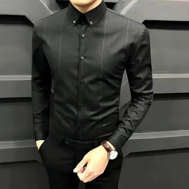 Man Tops Black Clothing Dress Shirt Shirts And Blouses For Men Business Long Sleeve New In Luxury Cotton High Quality Social Xxl