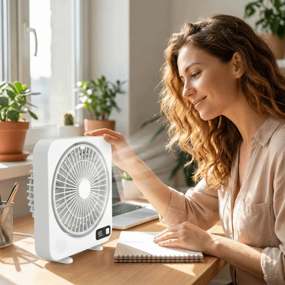 Portable Desktop Fan with LED Display