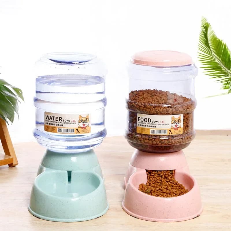 Automatic Pet Feeder Water Bottle Bowl Combo