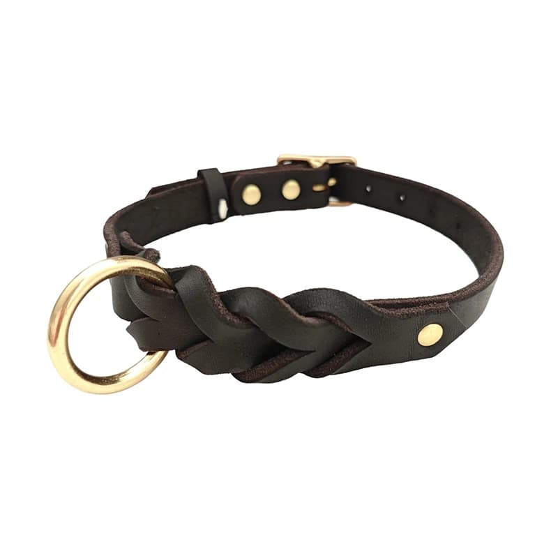 Genuine Leather Braided Dog Collar