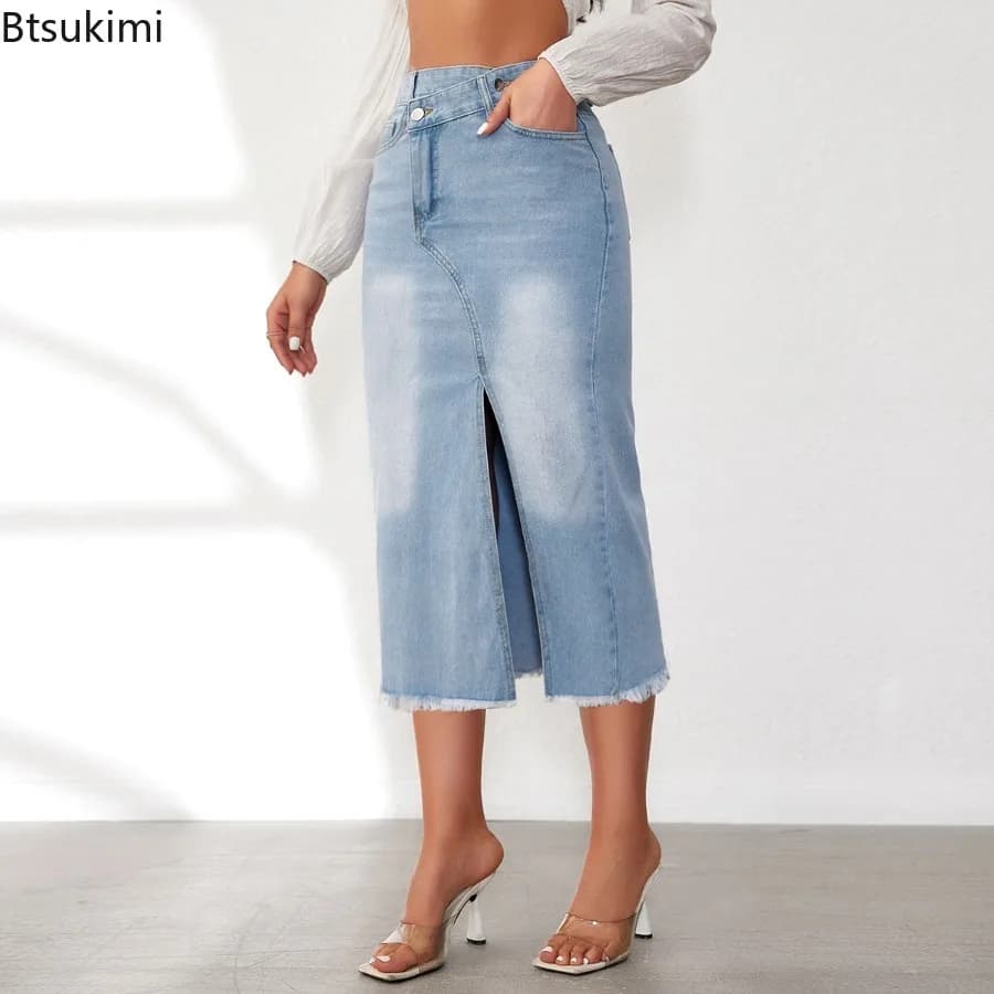 Women's High Waist Denim Pencil Skirt
