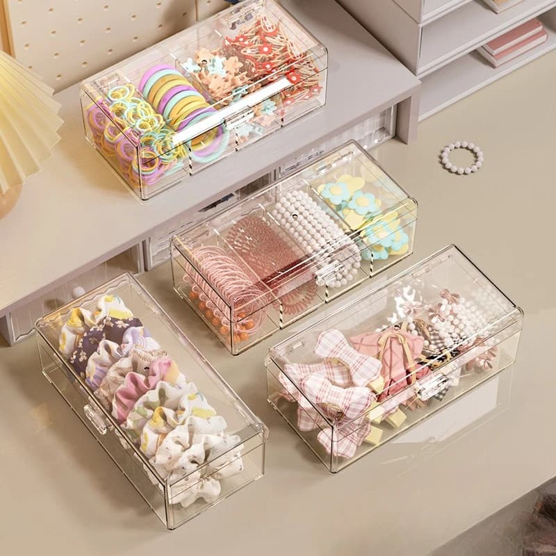 Hair Accessories Organizer Acrylic Storage Box Clear Hair Tie Organizer for Headband Cosmetic Storage Box Desk Jewelry Organizer