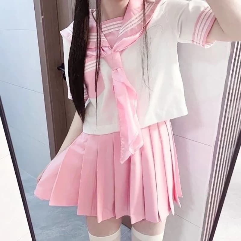 Japanese School Sailor Uniform Navy Pink